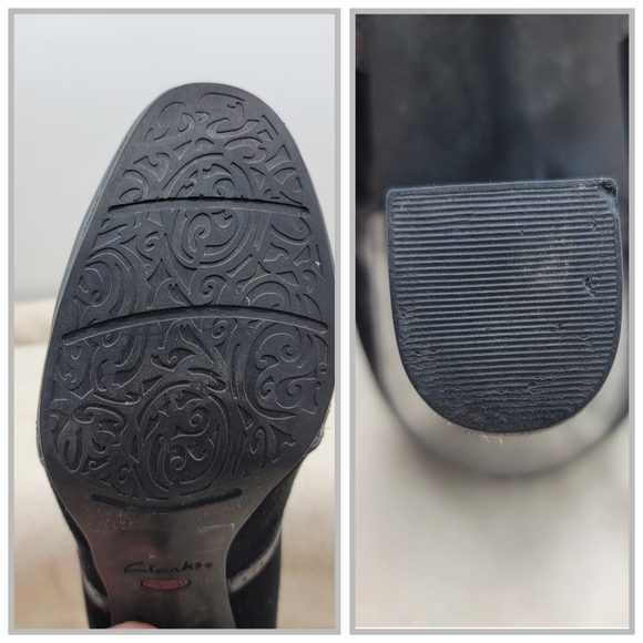 Clarks Artisan Diamond Shine Mary Jane Pumps Black Suede Patent 10" Footbed - Picture 11 of 15